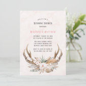 Boho Deer Antlers en Florals Wedding Shower Kaart (Staand voorkant)