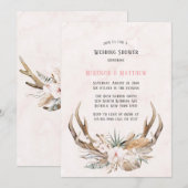 Boho Deer Antlers en Florals Wedding Shower Kaart (Voorkant / Achterkant)