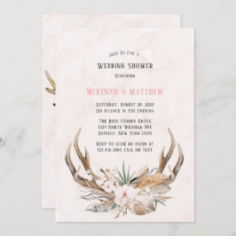Boho Deer Antlers en Florals Wedding Shower Kaart