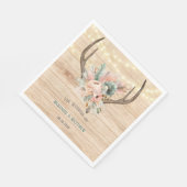 Boho Deer Antlers en Florals Wood Wedding Servet (Hoek)
