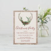 Boho Deer Antlers | Kerstfeest in Floral Feestdagenkaart (Staand voorkant)