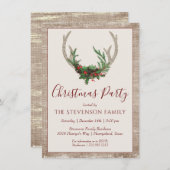 Boho Deer Antlers | Kerstfeest in Floral Feestdagenkaart (Voorkant / Achterkant)