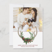 Boho Deer Antlers | Rustige kerstfoto Feestdagenkaart (Voorkant)