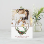 Boho Deer Antlers | Rustige kerstfoto Feestdagenkaart (Staand voorkant)