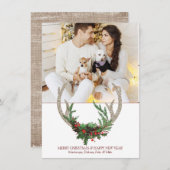 Boho Deer Antlers | Rustige kerstfoto Feestdagenkaart (Voorkant / Achterkant)
