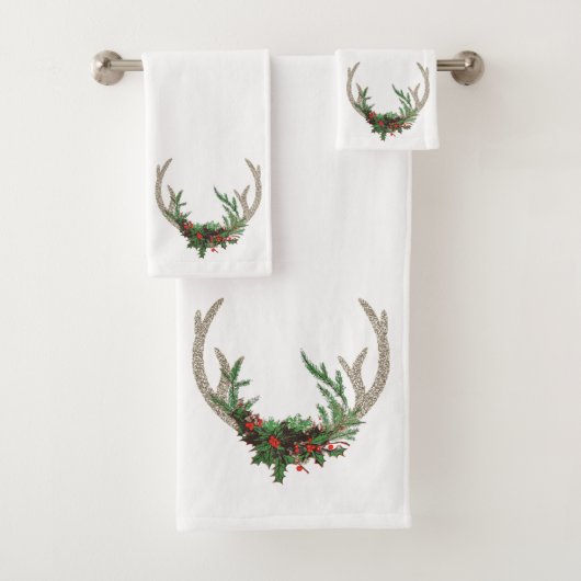 Boho Deer Antlers | Rustische kerstbeker Bad Handdoek (Insitu)