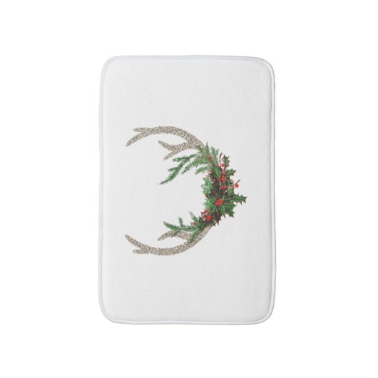 Boho Deer Antlers | Rustische kerstbeker Badmat (Voorkant Verticaal)