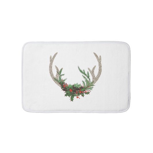 Boho Deer Antlers | Rustische kerstbeker Badmat (Voorkant)