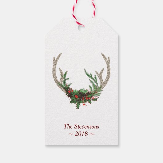 Boho Deer Antlers | Rustische kerstbeker Cadeaulabel (Achterkant)