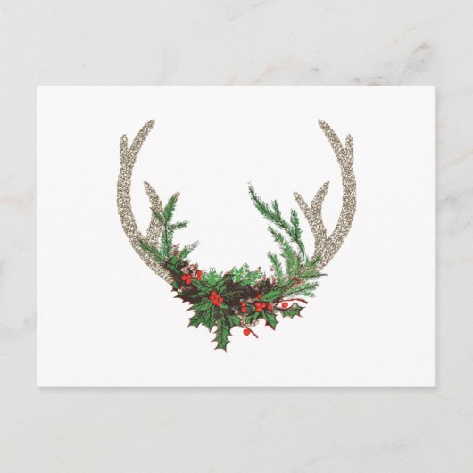 Boho Deer Antlers | Rustische kerstbeker Feestdagenkaart (Voorkant)