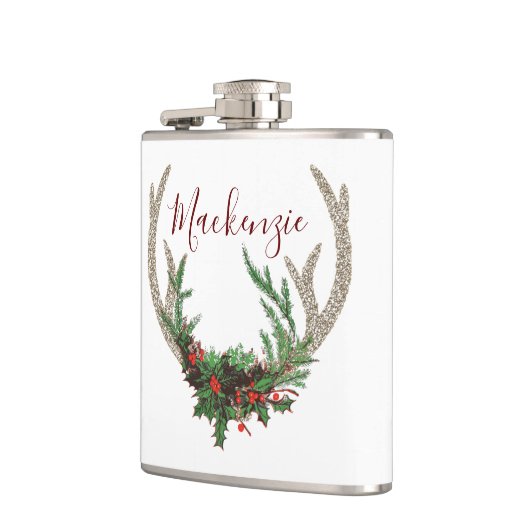 Boho Deer Antlers | Rustische kerstbeker Heupfles (Links)