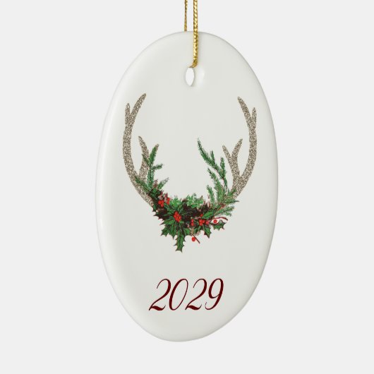 Boho Deer Antlers | Rustische kerstbeker Keramisch Ornament (Rechts)