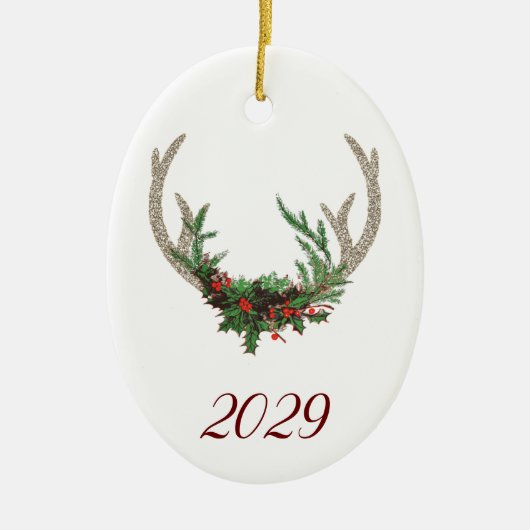 Boho Deer Antlers | Rustische kerstbeker Keramisch Ornament (Voorkant)
