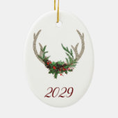 Boho Deer Antlers | Rustische kerstbeker Keramisch Ornament (Achterkant)