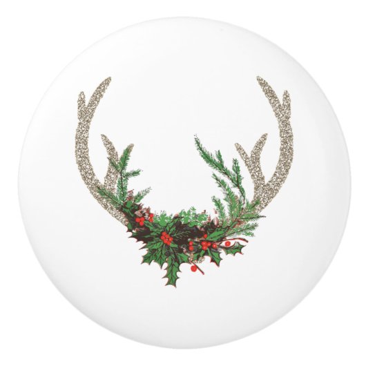 Boho Deer Antlers | Rustische kerstbeker Keramische Knop (Voorkant)
