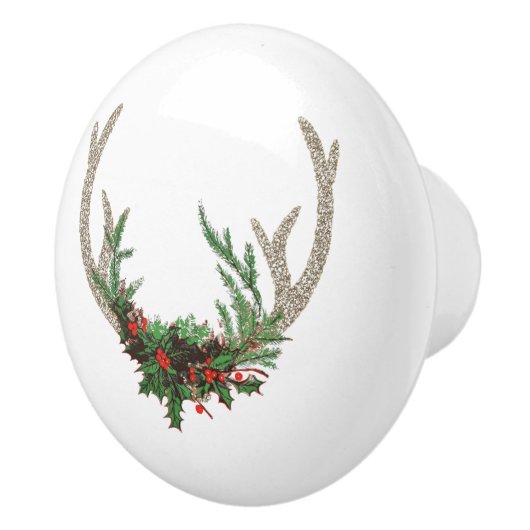 Boho Deer Antlers | Rustische kerstbeker Keramische Knop (Rechts)