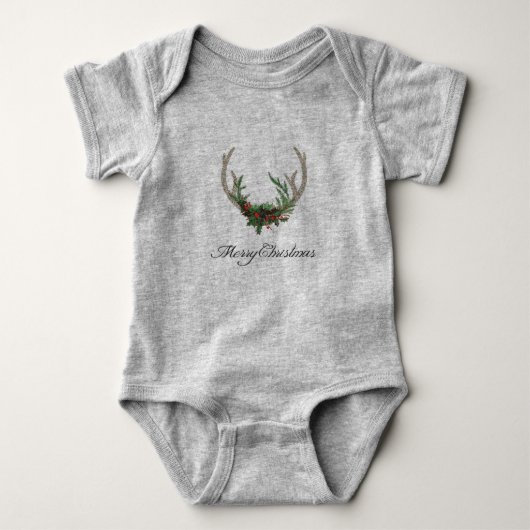 Boho Deer Antlers | Rustische kerstbeker Romper (Voorkant)