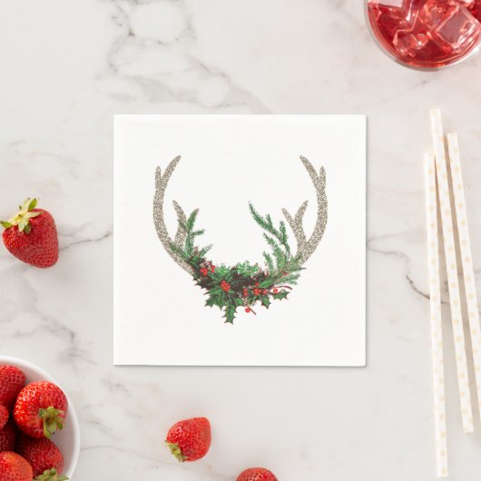 Boho Deer Antlers | Rustische kerstbeker Servet (Insitu)
