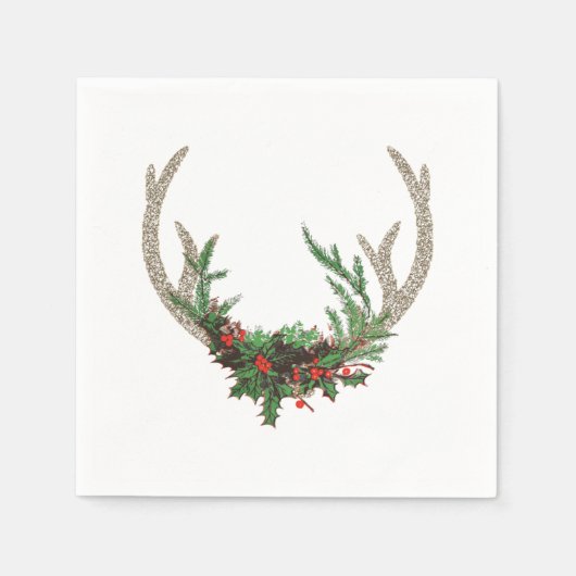 Boho Deer Antlers | Rustische kerstbeker Servet (Voorkant)