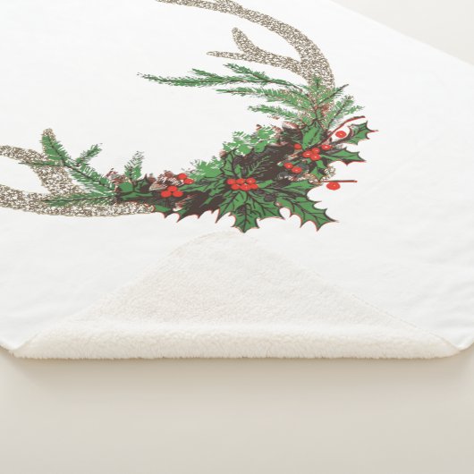 Boho Deer Antlers | Rustische kerstbeker Sherpa Deken (3/4)