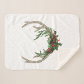 Boho Deer Antlers | Rustische kerstbeker Sherpa Deken (Voorkant (horizontaal))