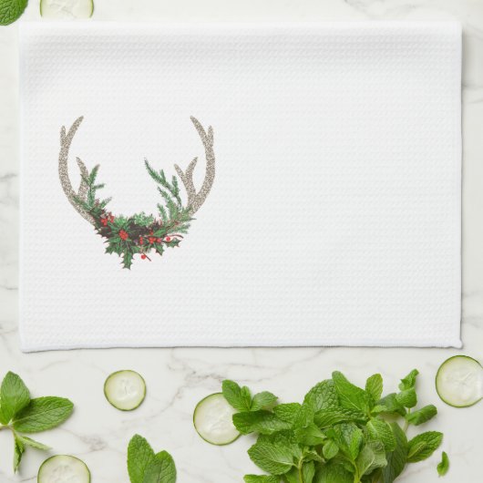 Boho Deer Antlers | Rustische kerstbeker Theedoek (Gevouwen)