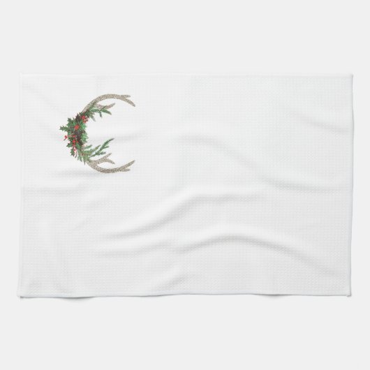 Boho Deer Antlers | Rustische kerstbeker Theedoek (Horizontaal)