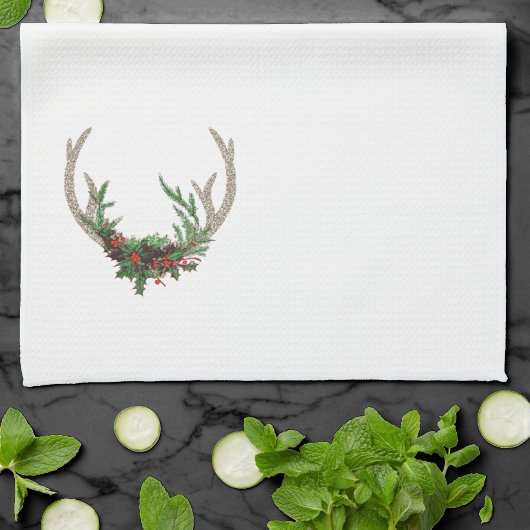 Boho Deer Antlers | Rustische kerstbeker Theedoek