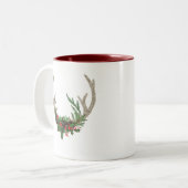 Boho Deer Antlers | Rustische kerstbeker Tweekleurige Koffiemok (Voorkant links)