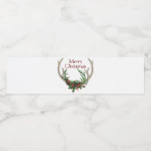 Boho Deer Antlers | Rustische kerstbeker Waterfles Etiket (Enkel label)