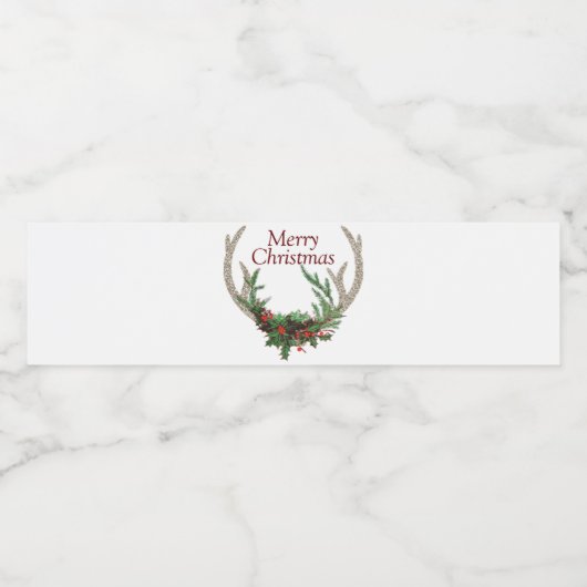 Boho Deer Antlers | Rustische kerstbeker Waterfles Etiket (Enkel label)