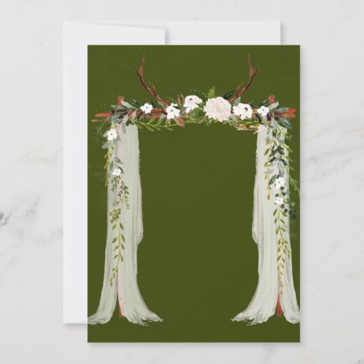 Boho Deer Antlers White Canopy Engagement Party Kaart (Achterkant)