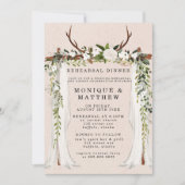Boho Deer Antlers White Canopy Rehearsal Dinner Kaart (Voorkant)