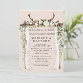 Boho Deer Antlers White Canopy Rehearsal Dinner Kaart (Staand voorkant)