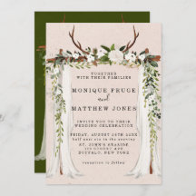 Boho Deer Antlers White Canopy Rustic