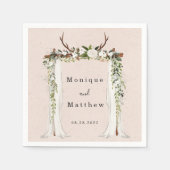 Boho Deer Antlers White Canopy Rustic Wedding Servet (Voorkant)