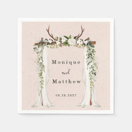 Boho Deer Antlers White Canopy Rustic Wedding Servet