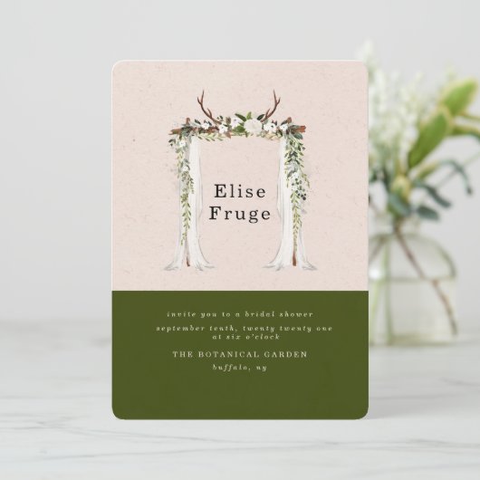 Boho Deer Antlers White Canopy Vrijgezellenfeest Kaart (Staand voorkant)