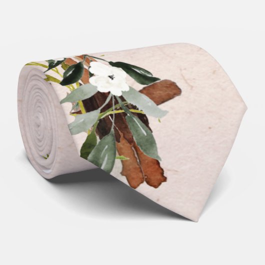 Boho Deer Antlers White Floral Rustic Wedding Stropdas (Opgerold)