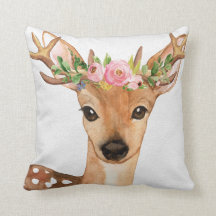 Boho Deer Antlers Woodland Baby Nursery Pillow