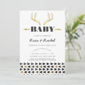Boho Deer Baby shower Invitation Kaart (Staand voorkant)