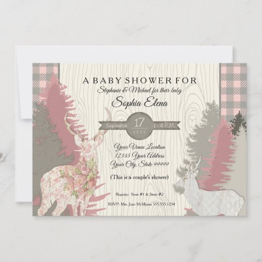 Boho Deer Beer Woodland Forest Pset Baby shower Kaart (Voorkant)