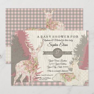 Boho Deer Beer Woodland Forest Pset Baby shower Kaart