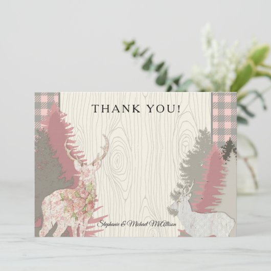 Boho Deer Beer Woodland Forest Pset bedankt Kaart (Staand voorkant)