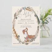 BOHO Deer en Fawn Baby shower Kaart (Staand voorkant)