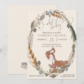 BOHO Deer en Fawn Baby shower Kaart (Voorkant / Achterkant)