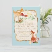 BOHO Deer Fox Owl Forest Woodsy Boy Baby shower Kaart (Staand voorkant)