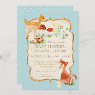 BOHO Deer Fox Owl Forest Woodsy Boy Baby shower Kaart