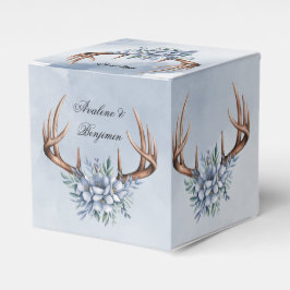Boho Deer gewei met blauwe bloemen bruiloft Bedankdoosjes