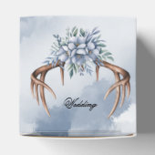 Boho Deer gewei met blauwe bloemen bruiloft Bedankdoosjes (Bovenkant)